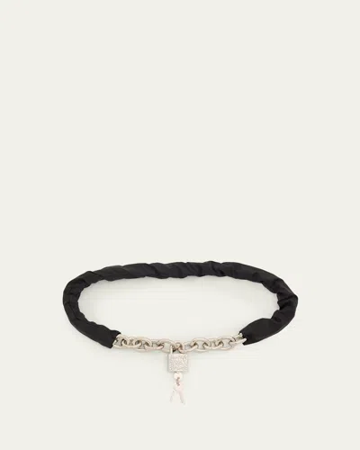 Simone Rocha Men's Nylon Sleeve Chain Padlock Belt In Black