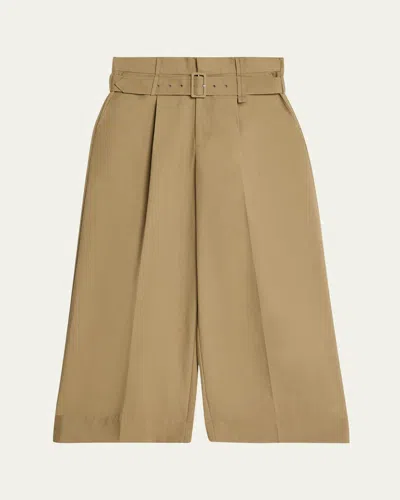 Simone Rocha Men's Olive Belted Cotton Wide-leg Pants In Brown
