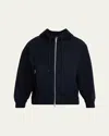 Simone Rocha Men's Oversized Embellished-hooded Full-zip Jacket In Blue