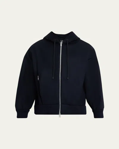 Simone Rocha Men's Oversized Embellished-hooded Full-zip Jacket In Blue