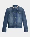Simone Rocha Mens Dstrssd Blue/pearl/clear Pearl-collar Fitted Denim Jacket In Blue