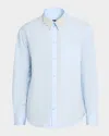 Simone Rocha Men's Pearly-collar Formal Cotton Button-down Shirt In Blue