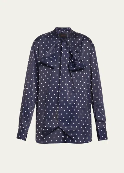 Simone Rocha Navy Front Bow Easy Shirt