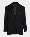 Simone Rocha Men's Relaxed-fit Beaded Lapel Jacket In Black