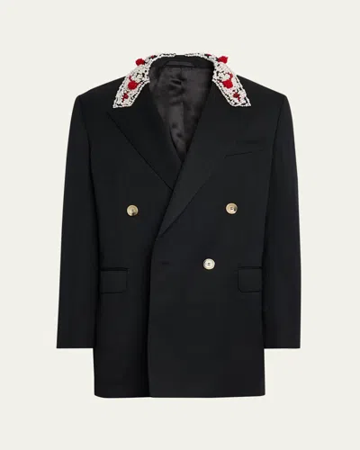 SIMONE ROCHA MEN'S TURBO-EMBELLISHED DOUBLE-BREASTED DINNER JACKET
