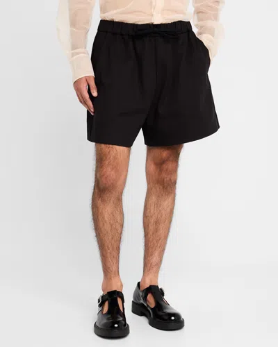 Simone Rocha Men's Twill Flare Shorts In Black