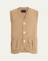 Simone Rocha Faux Pearl-embellished Wool-blend Vest In Brown
