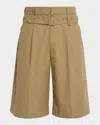 Simone Rocha Men's Wide-leg Multi-belt Loop Shorts In Gray