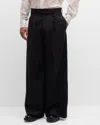 Simone Rocha Pleated Wide-leg Trousers In Black