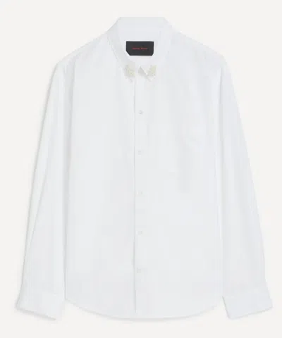 Simone Rocha Mens Beaded Flower Cluster Classic Shirt In White