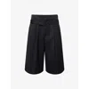Simone Rocha Mens Belted Wide-leg Wool-blend Shorts Black In Black