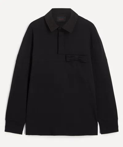 Simone Rocha Mens Black Bow Stripe Rugby Polo