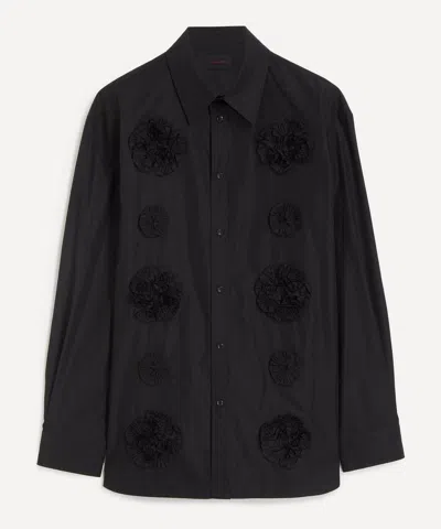Simone Rocha Mens Black Frill Flower Easy Shirt