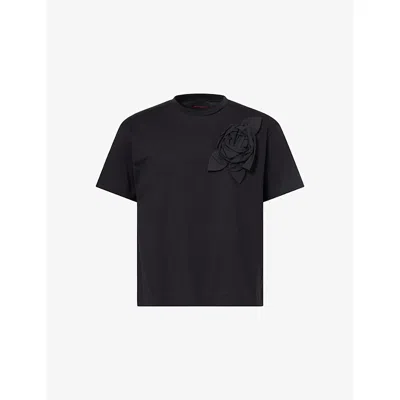 Simone Rocha Mens Black Pressed Rosette Cotton T-shirt Xl