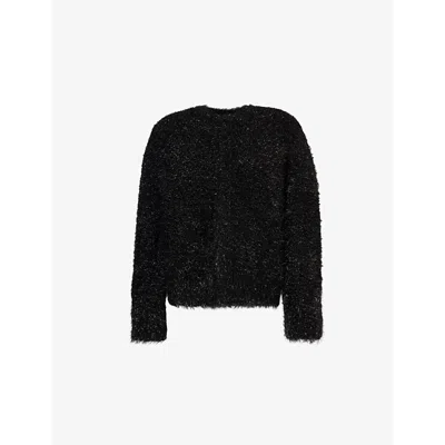 Simone Rocha Mens  Tinsel Metallic-weave Relaxed-fit Knitted Cardigan In Black