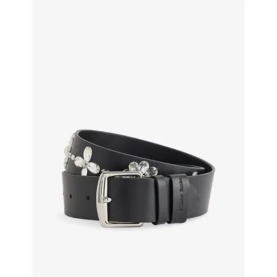 Simone Rocha Mens Black/jet Crystal-embellished Leather Belt