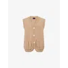 Simone Rocha Mens Camel/pearl Pearl V-neck Knitted Merino-wool Vest