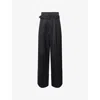 Simone Rocha Mens Charcoal Belted Wide-leg Wool-blend Trousers In Gray