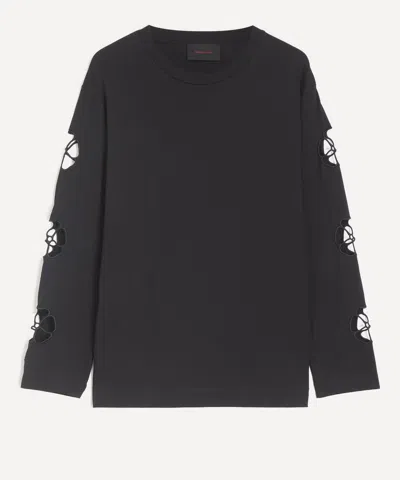 Simone Rocha Mens Daisy Cutout Long-sleeve T-shirt In Black