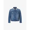 Simone Rocha Mens Dstrssd Blue/pearl/clear Pearl-collar Fitted Denim Jacket In Blue