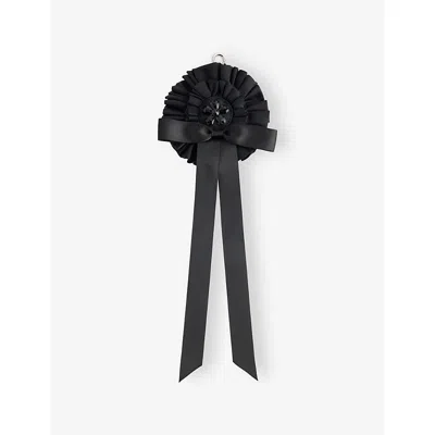 Simone Rocha Mens Embellished Rosette Ribbon Bag Charm Black/jet