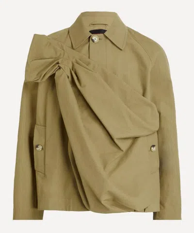 Simone Rocha Mens Gathered Flower Sash Jacket In Brown