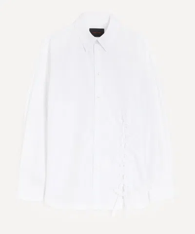 Simone Rocha Mens Lace Up Hem Easy Shirt In White