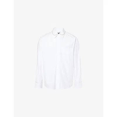 Simone Rocha Mens Pearl-embellished Cotton Shirt White/pearl
