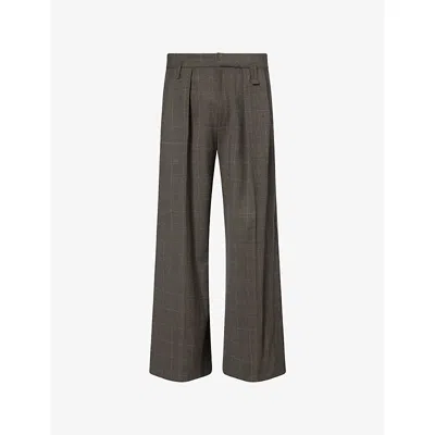 Simone Rocha Mens Peat Peeling-waist Wide-leg Wool-blend Trousers In Brown