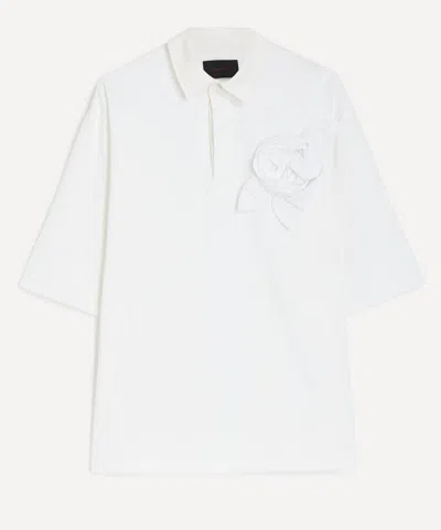 Simone Rocha Mens Pressed Rosette Rugby Shirt In White