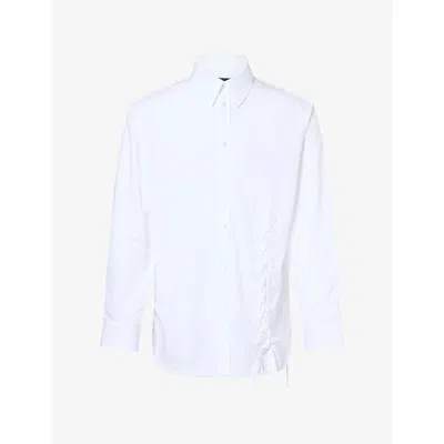 Simone Rocha Mens  Lace-up Hem Cotton Shirt In White