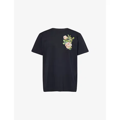 Simone Rocha Mens Black Rose Banquet Cotton-jersey T-shirt