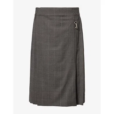 Simone Rocha Mens Tailored Checked Wool-blend Kilt Peat In Purple