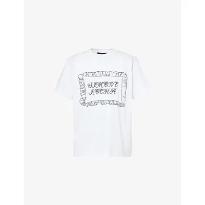 Simone Rocha Mens White/black Pillowcase Graphic-print Cotton T-shirt