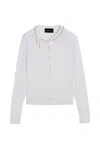 Simone Rocha Merino Silk Cardigan With Embroidered Pearl Neckline In White