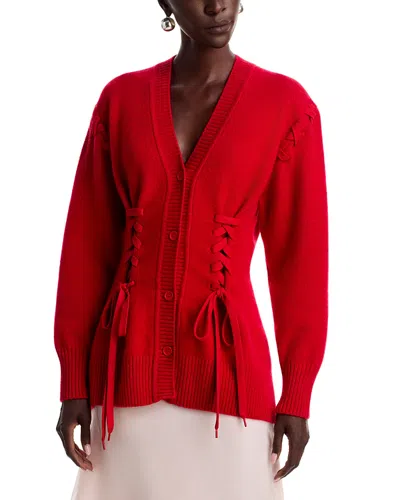 Simone Rocha Merino Wool Blend Sculpted Corset Cardigan In Animal Print