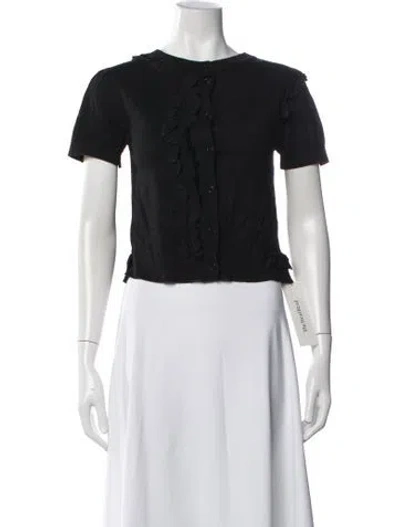 Pre-owned Simone Rocha Merino Wool Crew Neck Button-up Top In Black