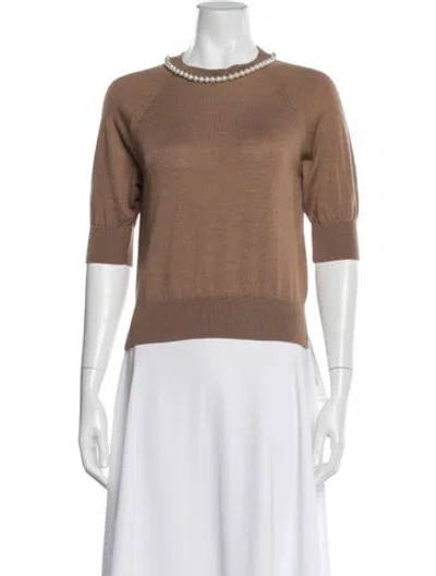 Pre-owned Simone Rocha Merino Wool Crew Neck Top In Brown