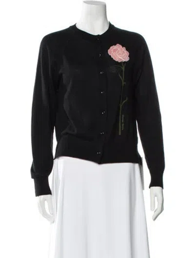 Pre-owned Simone Rocha Merino Wool Graphic Print Sweater In Black