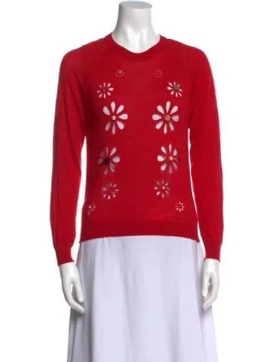 Pre-owned Simone Rocha Merino Wool Graphic Print Sweatshirt In Red