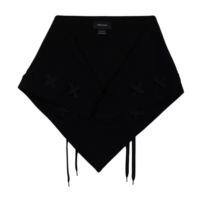 Simone Rocha Merino Wool Lace-up Scarf In Black