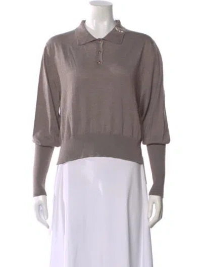 Pre-owned Simone Rocha Merino Wool Long Sleeve Polo In Neutrals