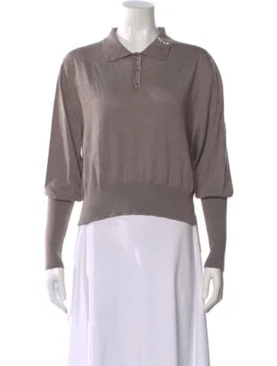 Pre-owned Simone Rocha Merino Wool Long Sleeve Polo W/ Tags In Neutral