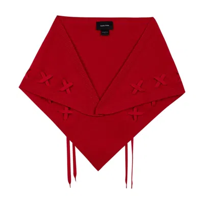 Simone Rocha Merino Wool Neckerchief Scarf In Red