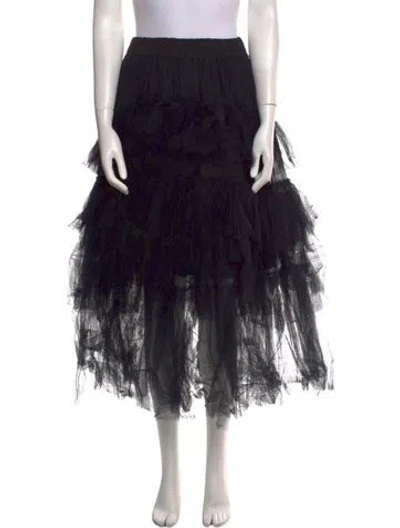 Pre-owned Simone Rocha Mesh Accents Midi Length Skirt In Black