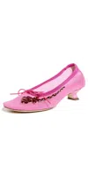 Simone Rocha Pink Mesh Ballerina Heels In Bright Pink/red