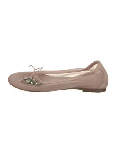 Pre-owned Simone Rocha Mesh Embroidered Accent Ballet Flats In Neutral