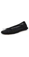 Simone Rocha Mesh Tutu Frill Ballerina Flats Black In Black