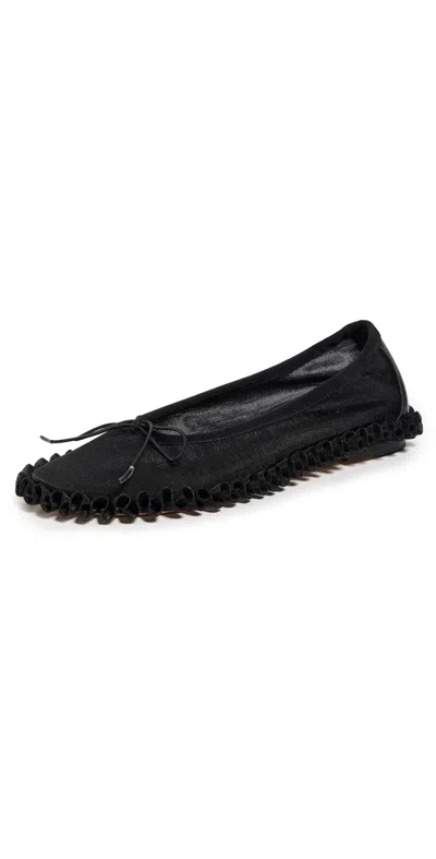 Simone Rocha Mesh Tutu Frill Ballerina Flats Black