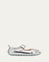 Simone Rocha Metallic Leather Ballerina Buckle Flats In Silver